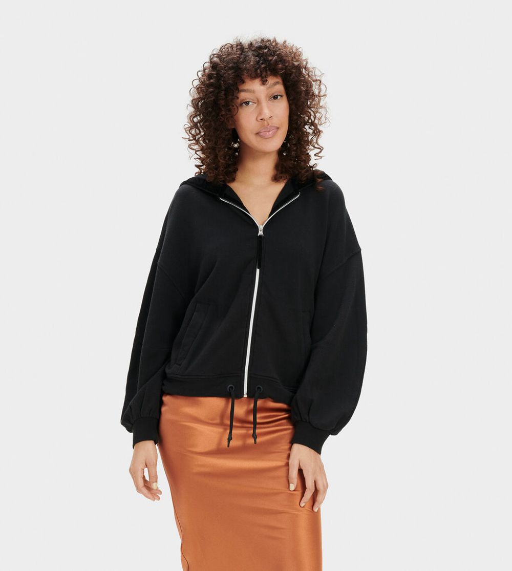 Ugg Abbi Half Moon Sleeve - Womens Hoodie - Black - NZ (9364APTVG)